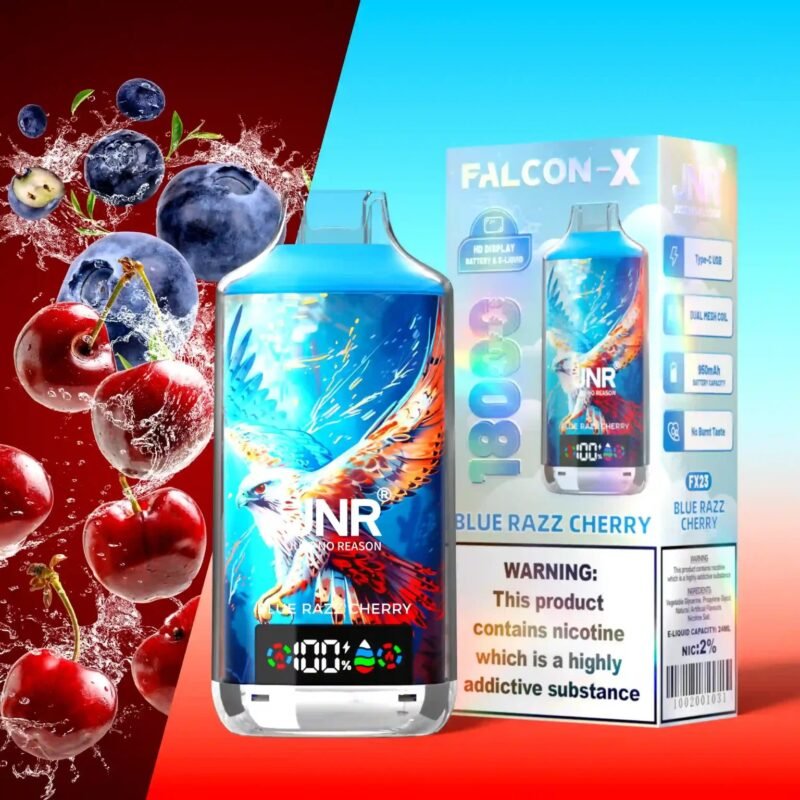 JNR Falcon X 18K Puff Vape Blaue Himbeere Kirschen 2% Nikotinstärke