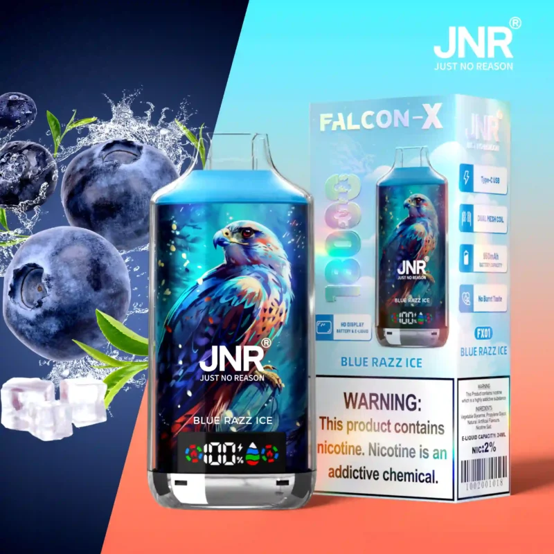 JNR Falcon X 18K Puff Vape Blaubeereis 2% Nikotinstärke